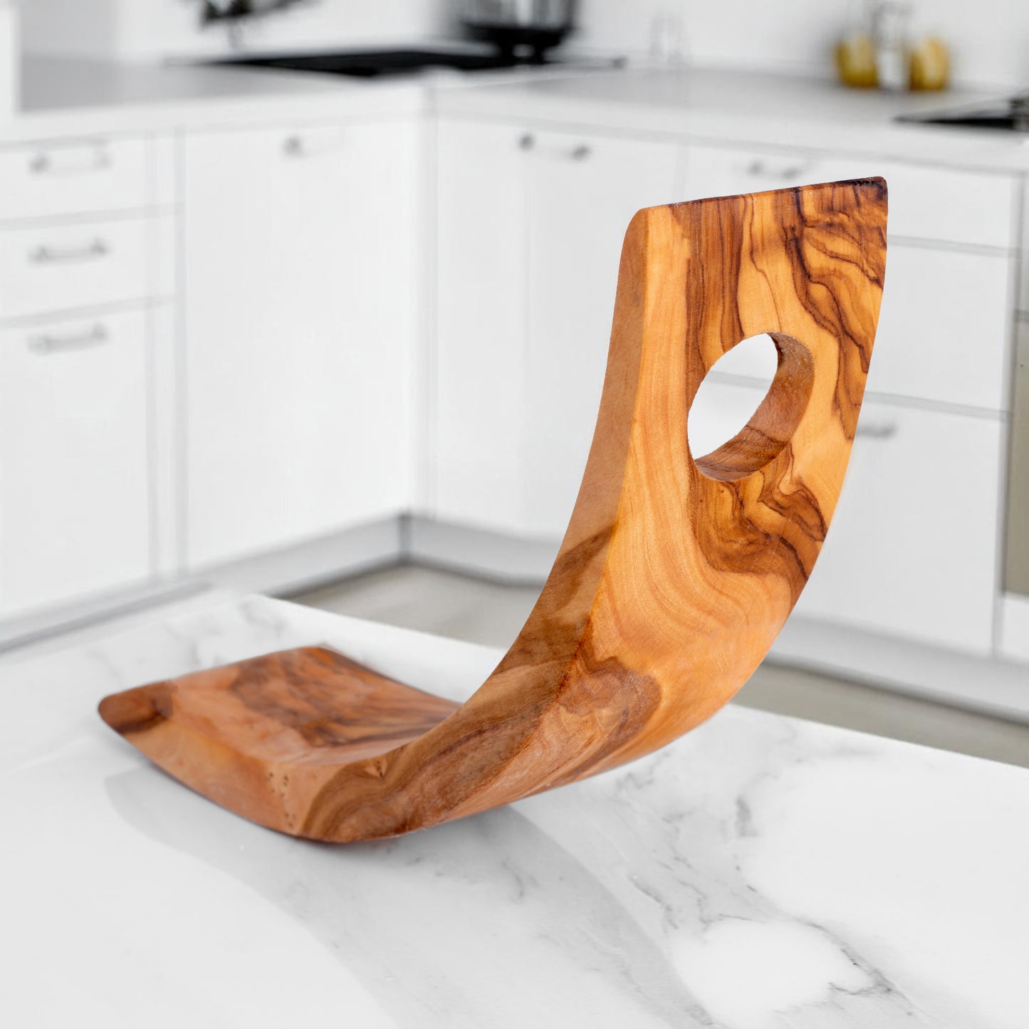 Handgemaakte Flessenhouder van Olijfhout